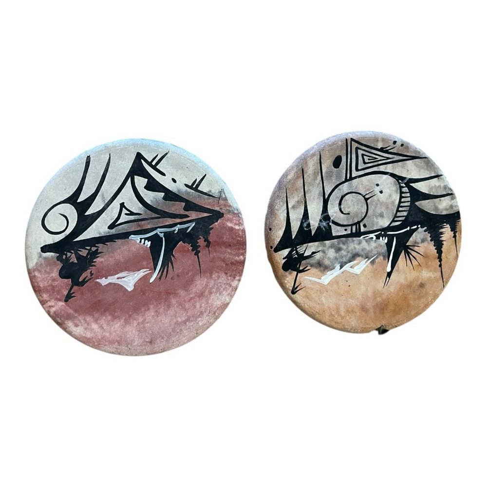 Native American Navajo signed small pottery round decorative wall hangings